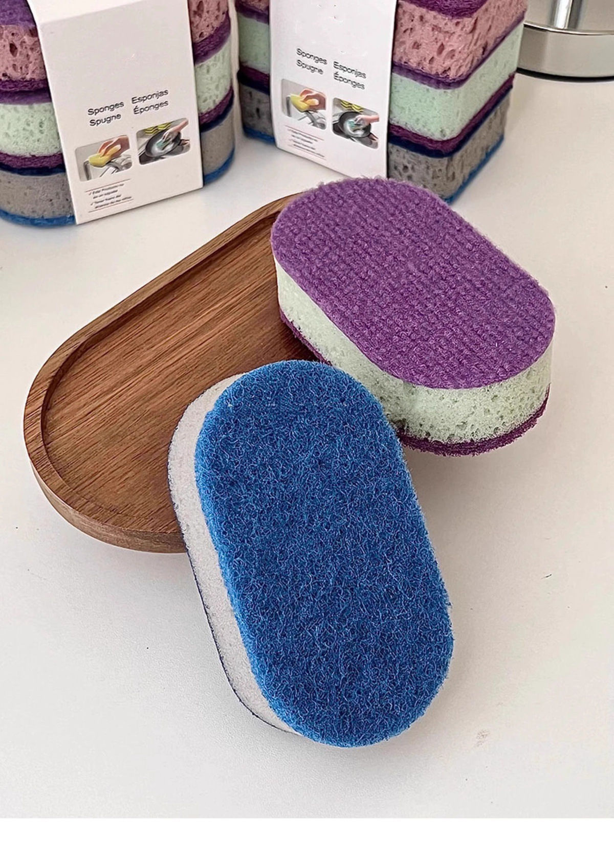 007 고밀도 식기 세척 브러쉬 냄비 후라이펜 그릇 양면 수세미